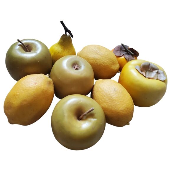 8x Realistic Faux Artificial Fruit Apples Lemons Parsimmons Decor Life Size Prop - Picture 2 of 4